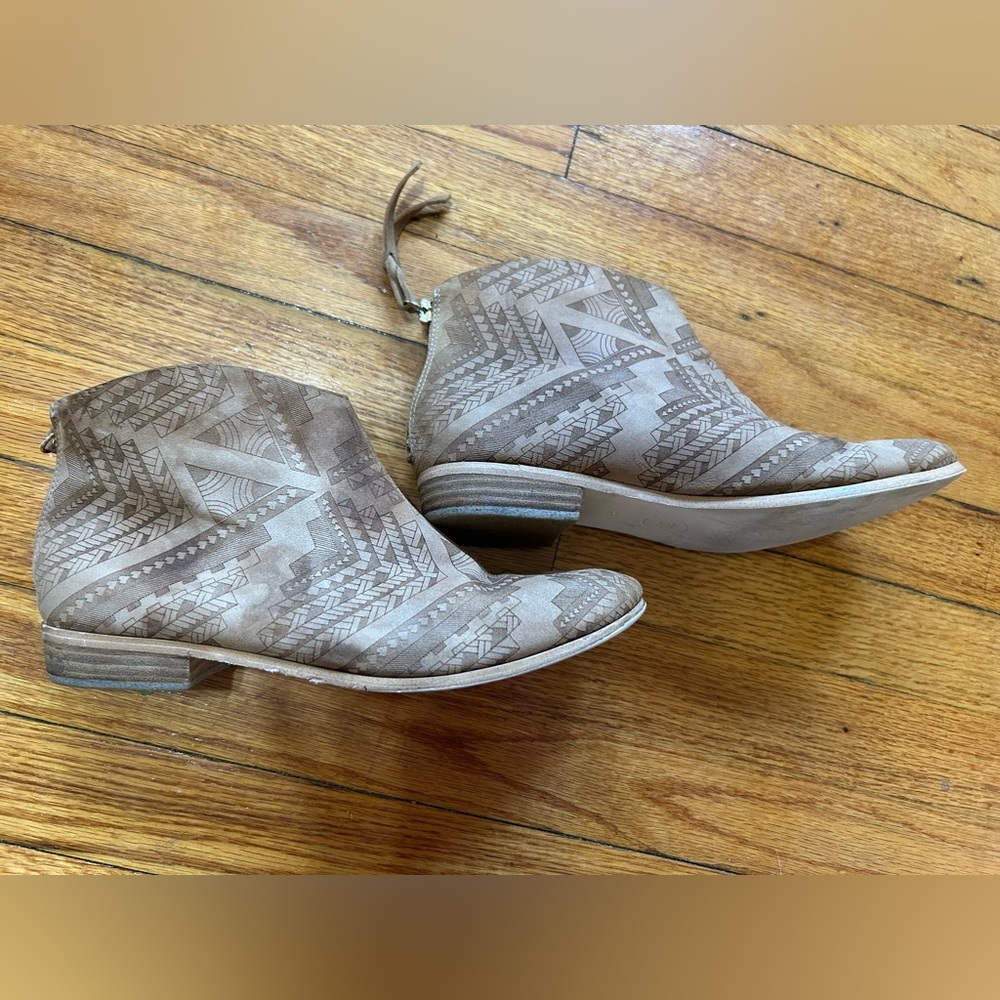 CYNTHIA VINCENT CV LEATHER SUEDE ANKLE BOOTS BACK ZIPPER SOUTHWEST SIZE 9.5
